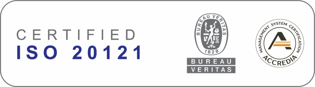 Certificato da Bureau Veritas (cert. n. IT342879) in conformità alla UNI ISO 20121:2024