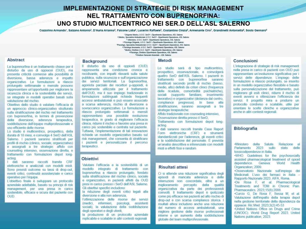 IMPLEMENTAZIONE DI STRATEGIE DI RISK MANAGEMENT NEL TRATTAMENTO CON BUPRENORFINA: UNO STUDIO MULTICENTRICO NEI SER.D DELL'ASL SALERNO