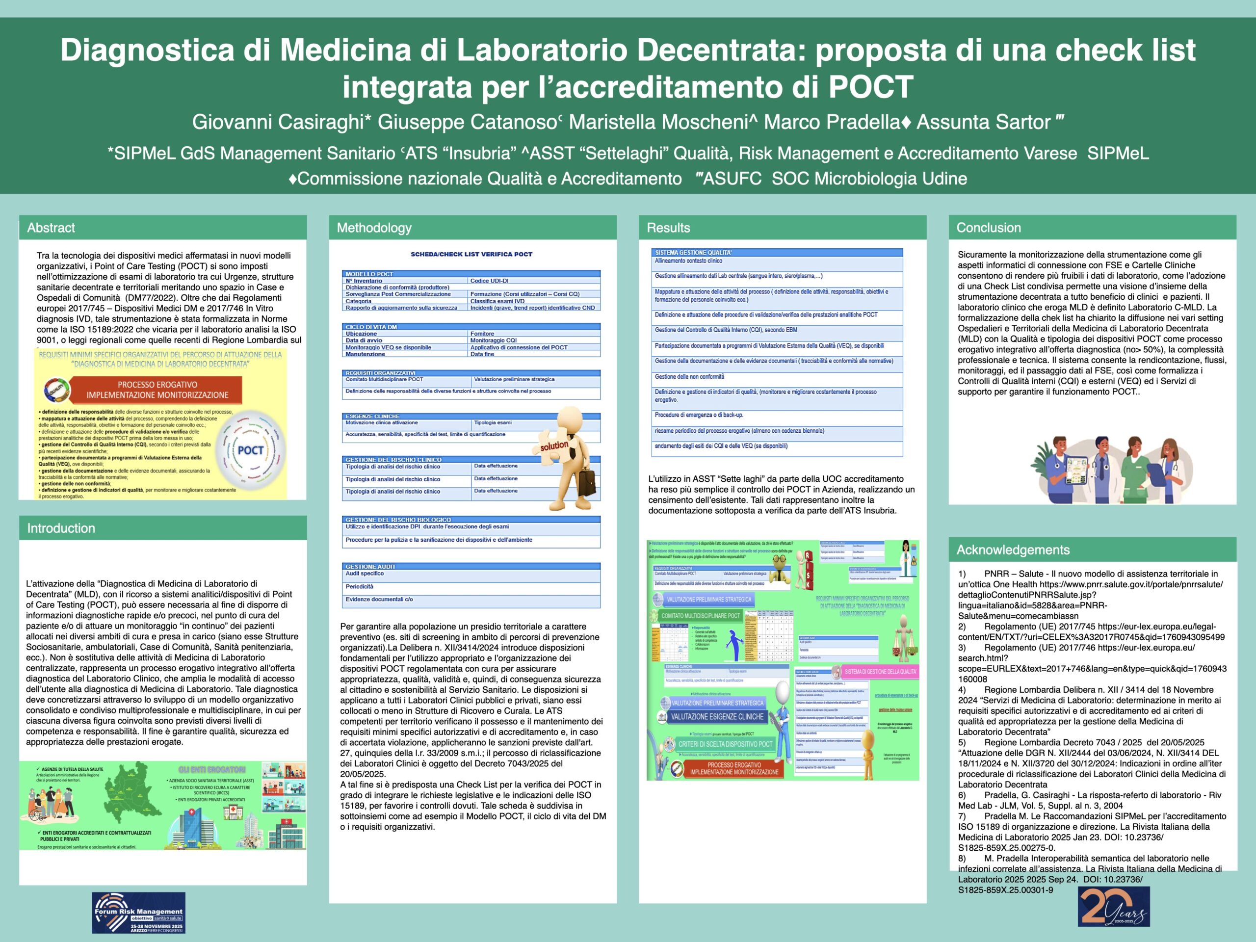 Diagnostica di Medicina di Laboratorio Decentrata: proposta di una check list integrata per l’accreditamento di POCT