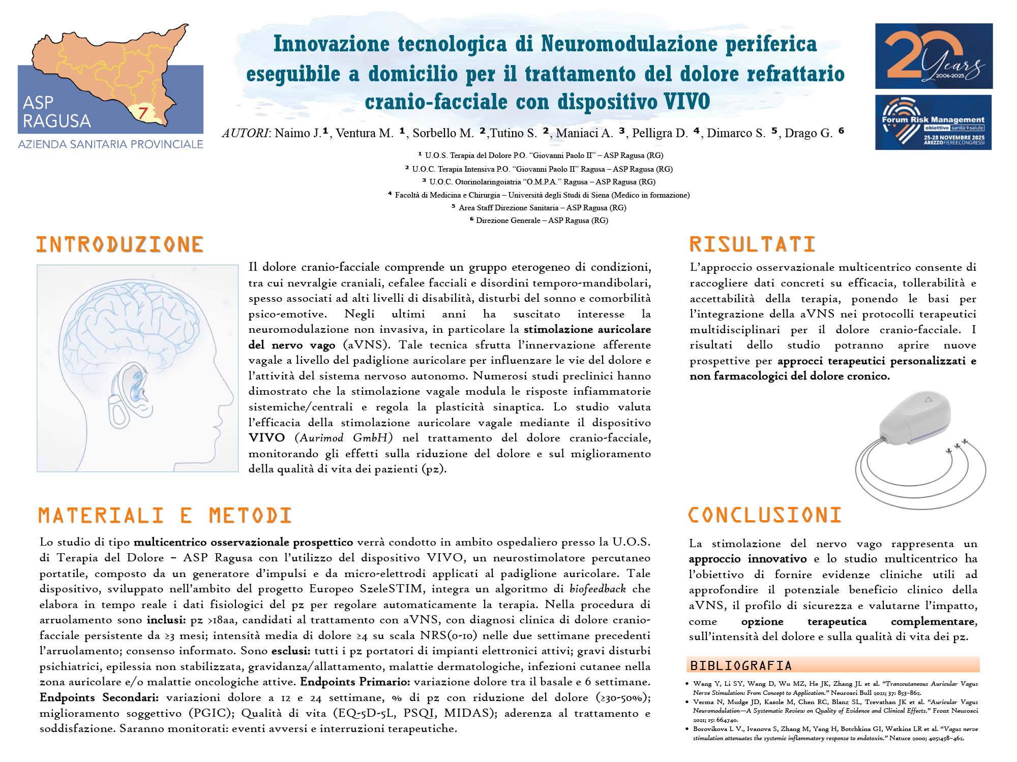 Innovazione tecnologica di Neuromodulazione periferica eseguibile a domicilio per il trattamento del dolore refrattario cranio-facciale con dispositivo VIVO
