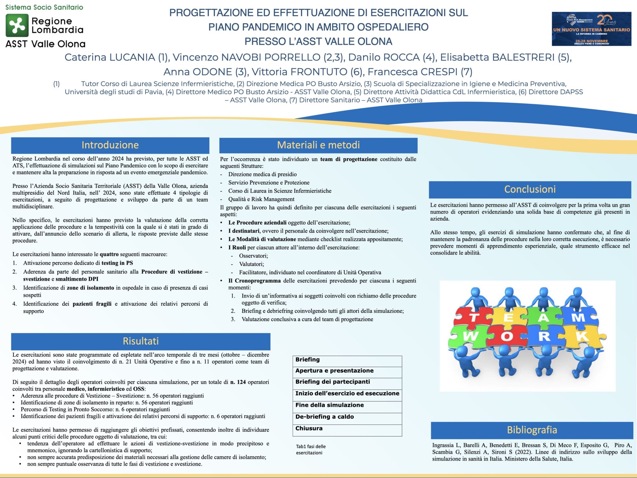 PROGETTAZIONE ED EFFETTUAZIONE DI ESERCITAZIONI SUL PIANO PANDEMICO IN AMBITO OSPEDALIERO PRESSO L’ASST VALLE OLONA