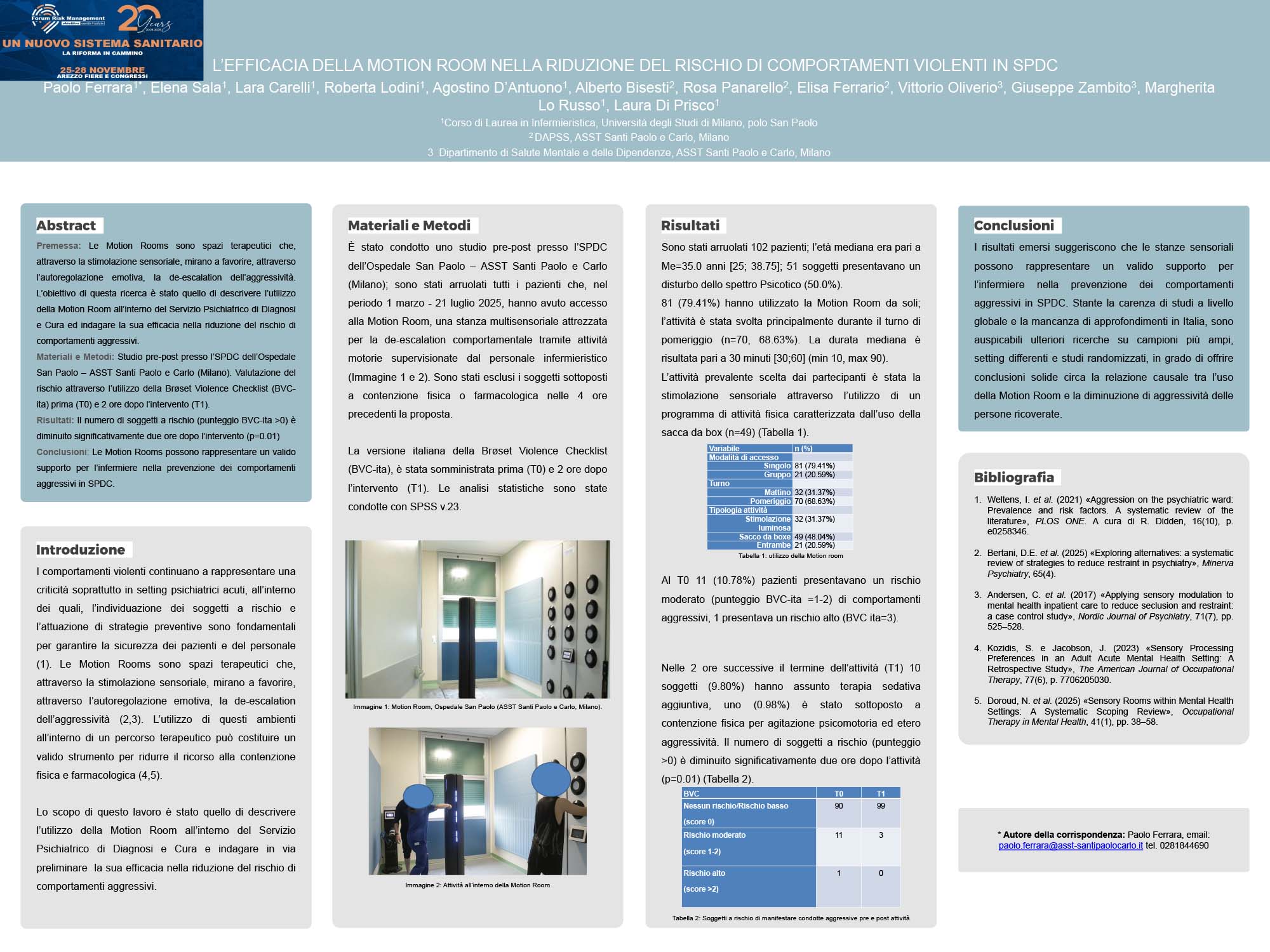 L’EFFICACIA DELLA MOTION ROOM NELLA RIDUZIONE DEL RISCHIO DI COMPORTAMENTI VIOLENTI IN SPDC