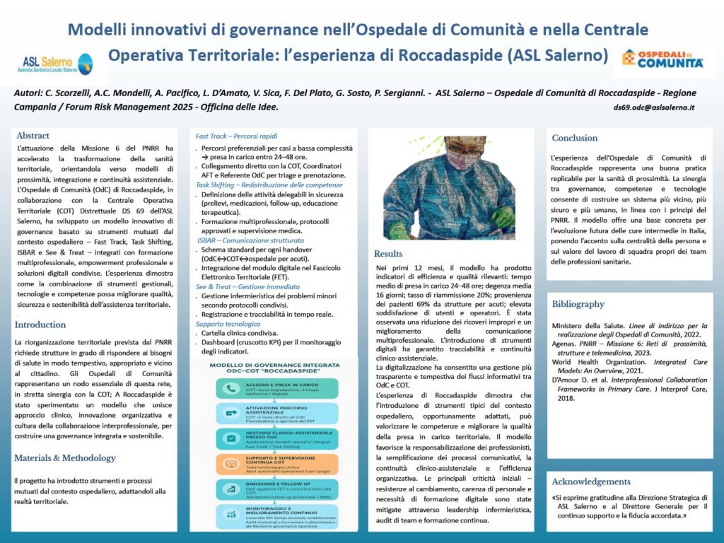 Modelli innovativi di governance nell’Ospedale di Comunità e nella Centrale OperativaTerritoriale: l’esperienza di Roccadaspide (ASL Salerno).