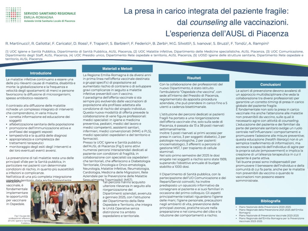 La presa in carico integrata del paziente fragile: dal counseling alle vaccinazioni. L’esperienza dell’AUSL di Piacenza