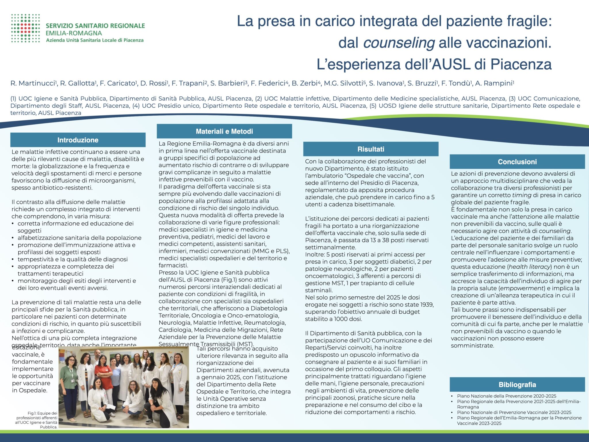 La presa in carico integrata del paziente fragile: dal counseling alle vaccinazioni. L’esperienza dell’AUSL di Piacenza