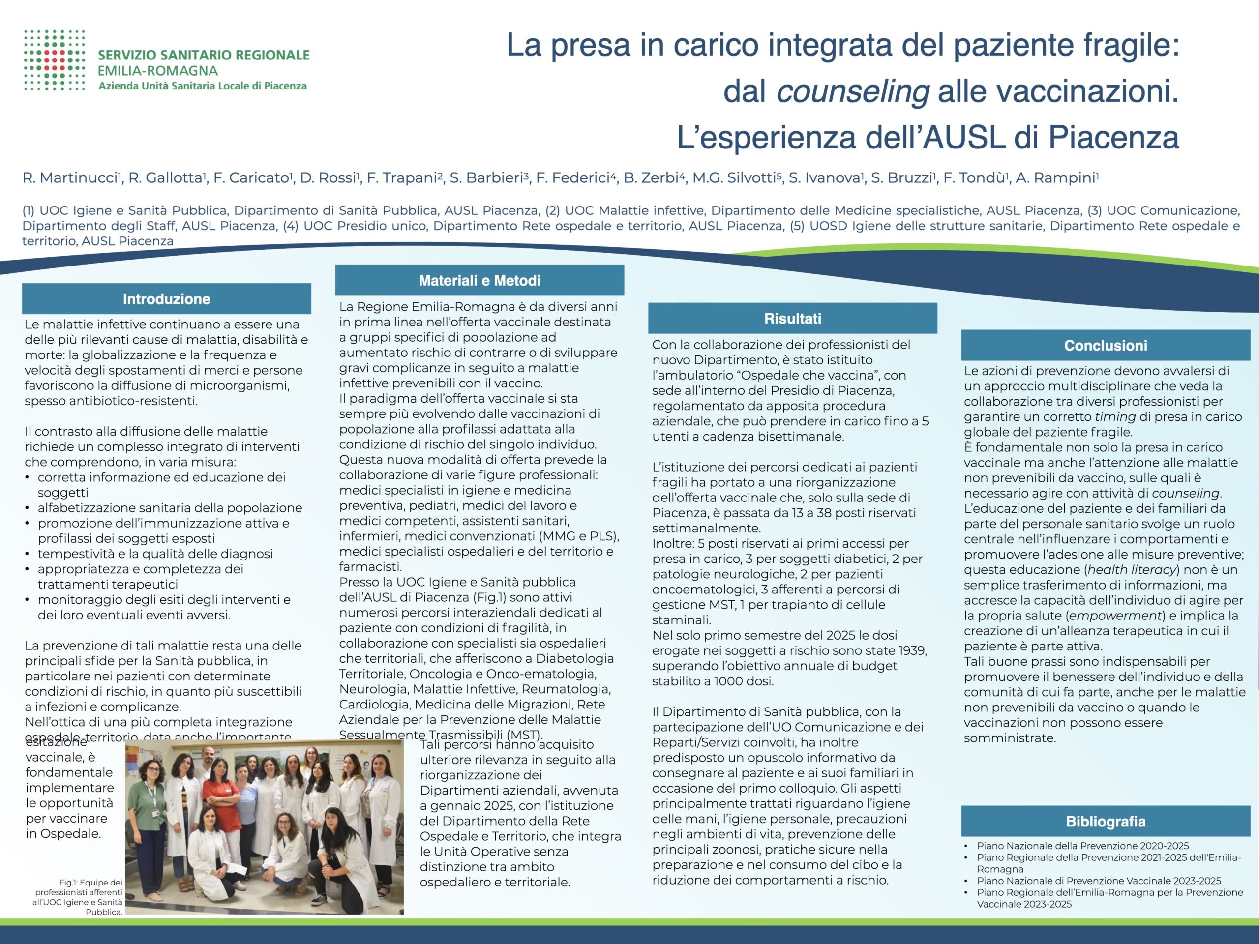 La presa in carico integrata del paziente fragile: dal counseling alle vaccinazioni. L’esperienza dell’AUSL di Piacenza