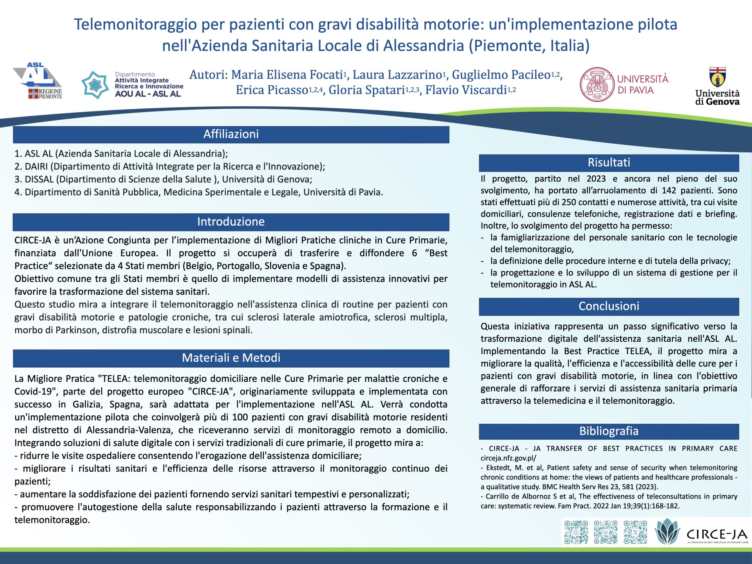 Telemonitoraggio per pazienti con gravi disabilità motorie: un'implementazione pilota nell'Azienda Sanitaria Locale di Alessandria (Piemonte, Italia)