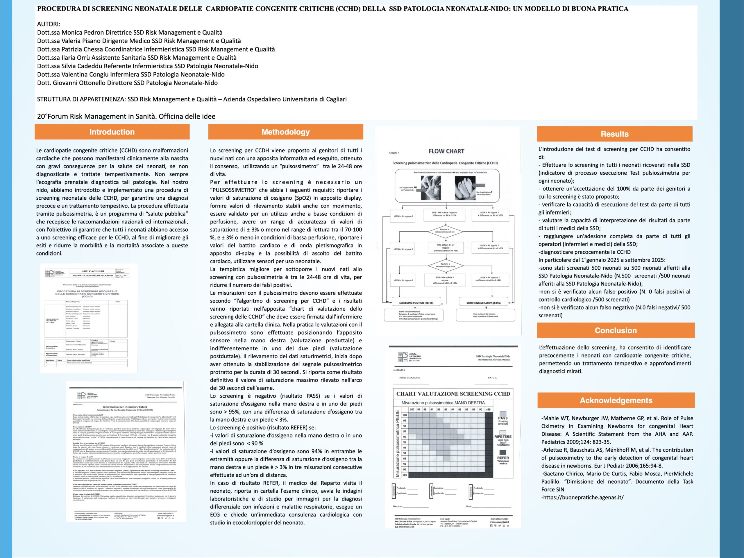 PROCEDURA DI SCREENING NEONATALE DELLE CARDIOPATIE CONGENITE CRITICHE (CCHD) DELLA SSD PATOLOGIA NEONATALE-NIDO: UN MODELLO DI BUONA PRATICA