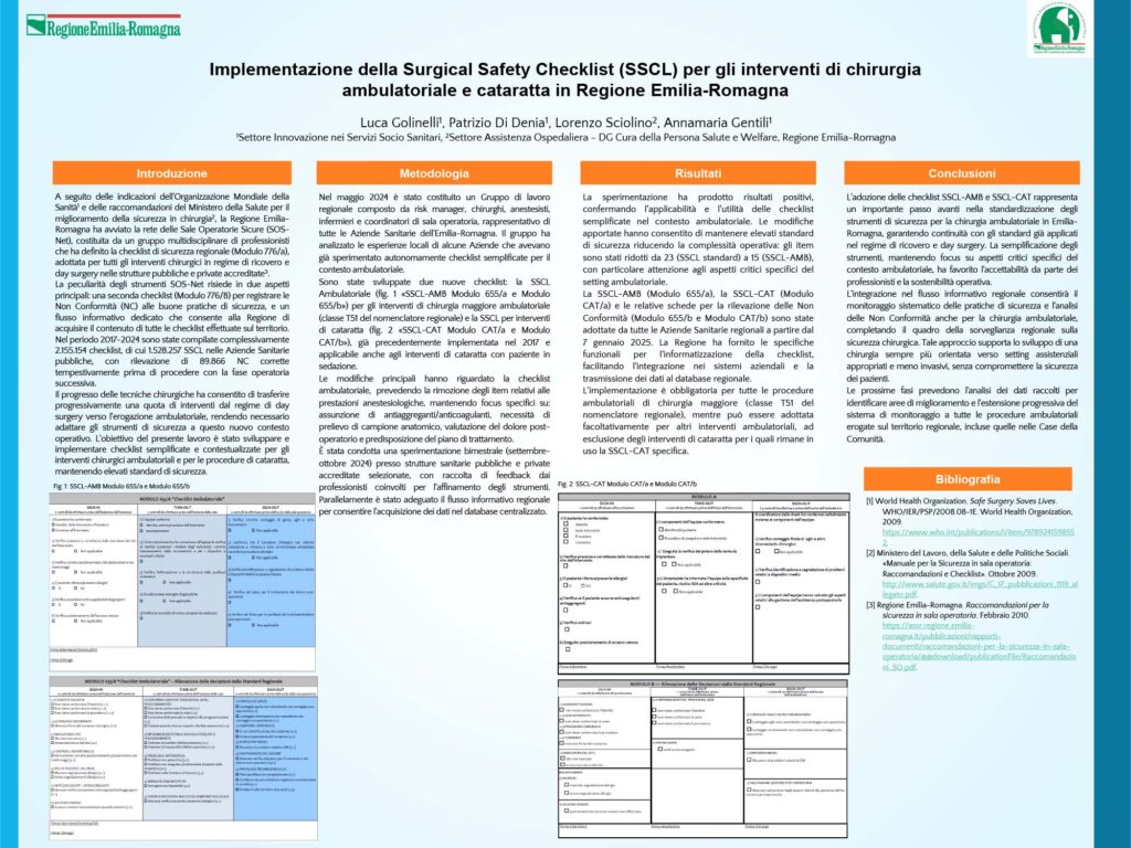 Implementazione della Surgical Safety Checklist (SSCL) per gli interventi di chirurgia ambulatoriale e cataratta in Regione Emilia-Romagna