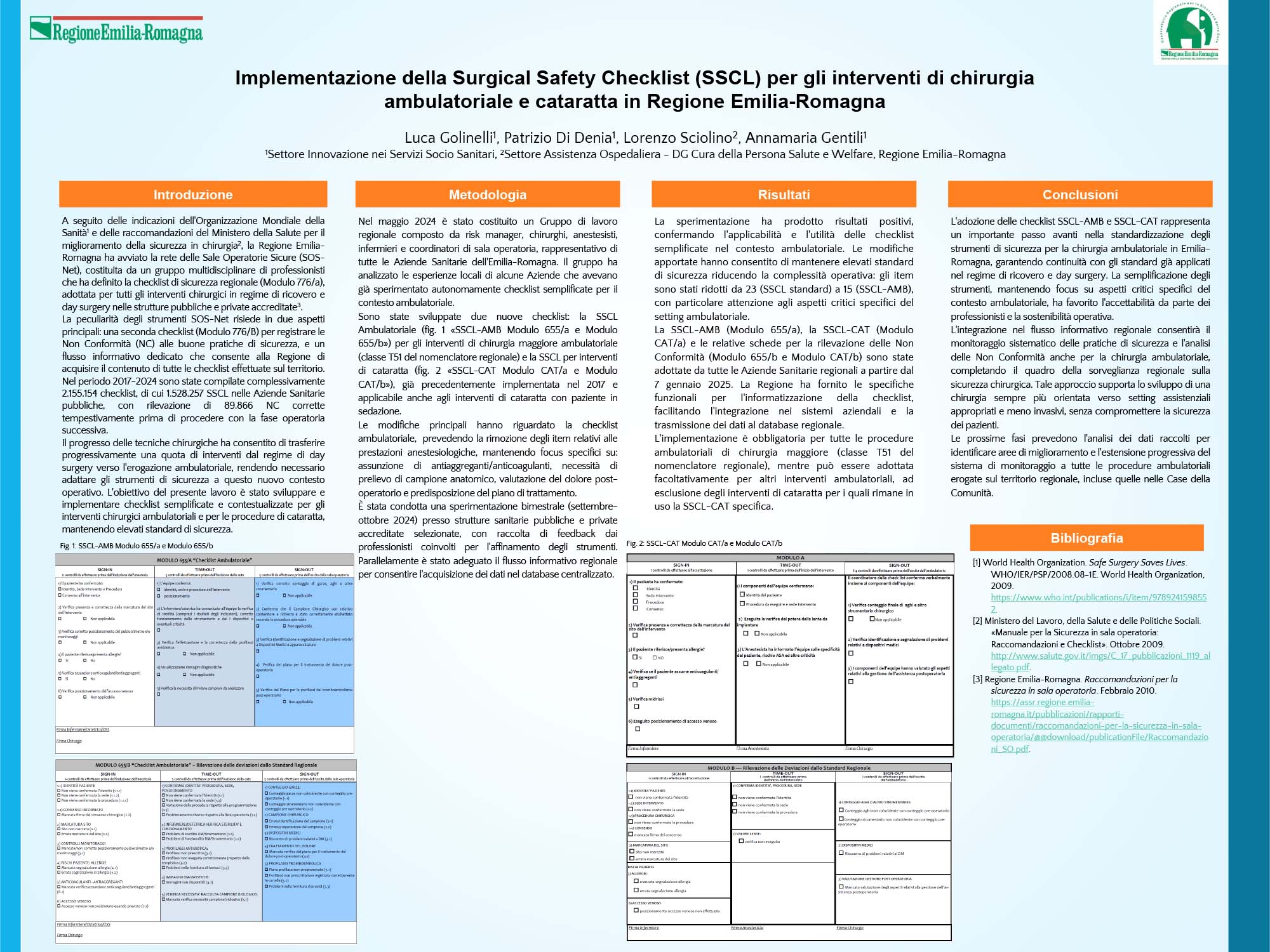 Implementazione della Surgical Safety Checklist (SSCL) per gli interventi di chirurgia ambulatoriale e cataratta in Regione Emilia-Romagna
