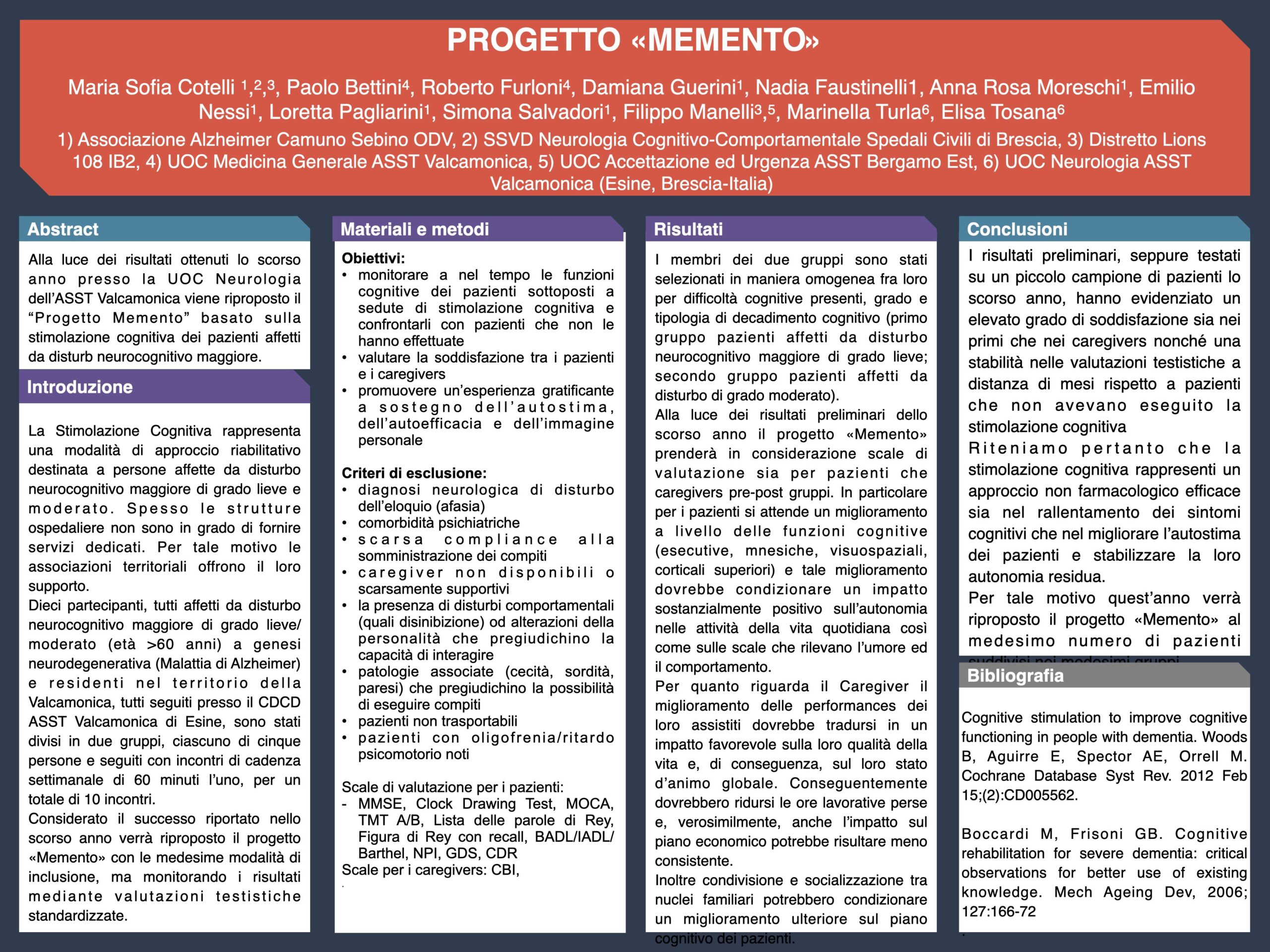 PROGETTO «MEMENTO»