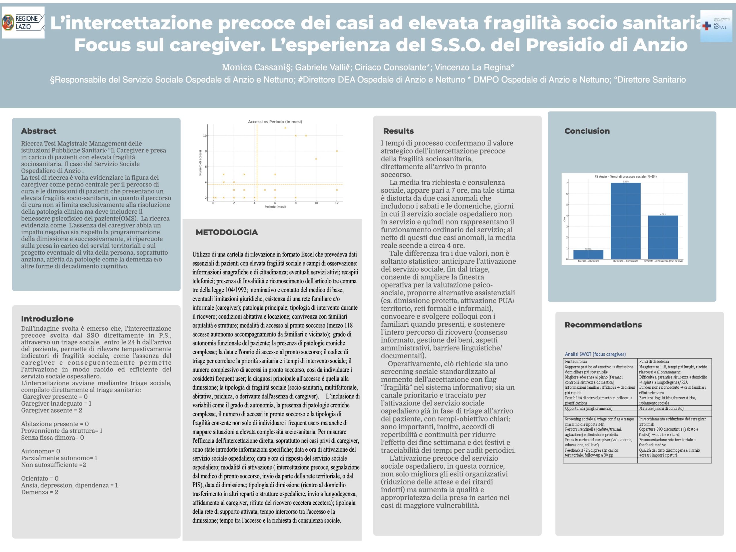 L’intercettazione precoce dei casi ad elevata fragilità socio sanitaria. Focus sul caregiver. L’esperienza del S.S.O. del Presidio di Anzio