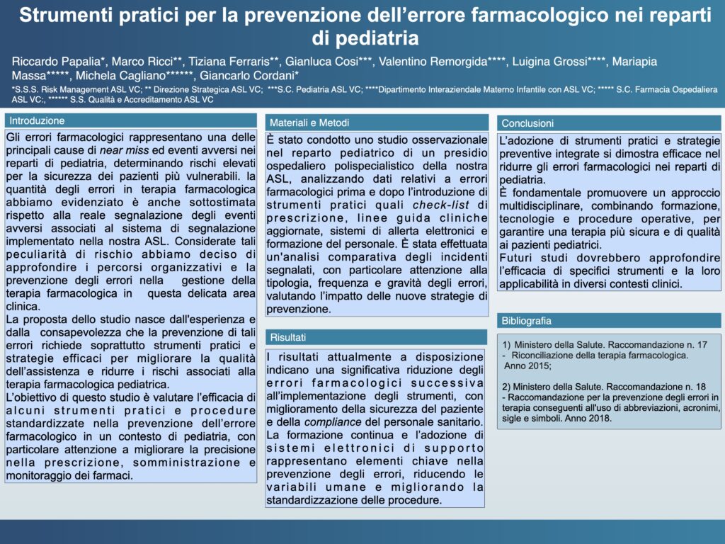 Strumenti pratici per la prevenzione dell’errore farmacologico nei reparti di pediatria