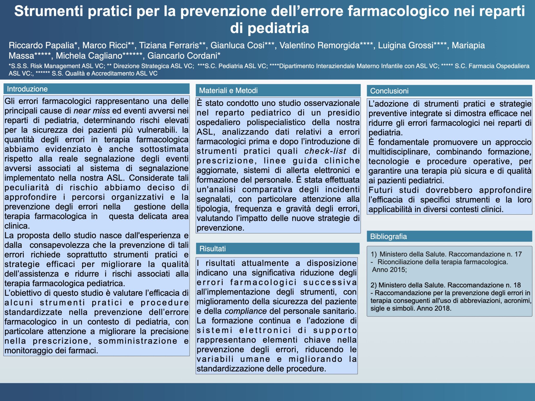 Strumenti pratici per la prevenzione dell’errore farmacologico nei reparti di pediatria