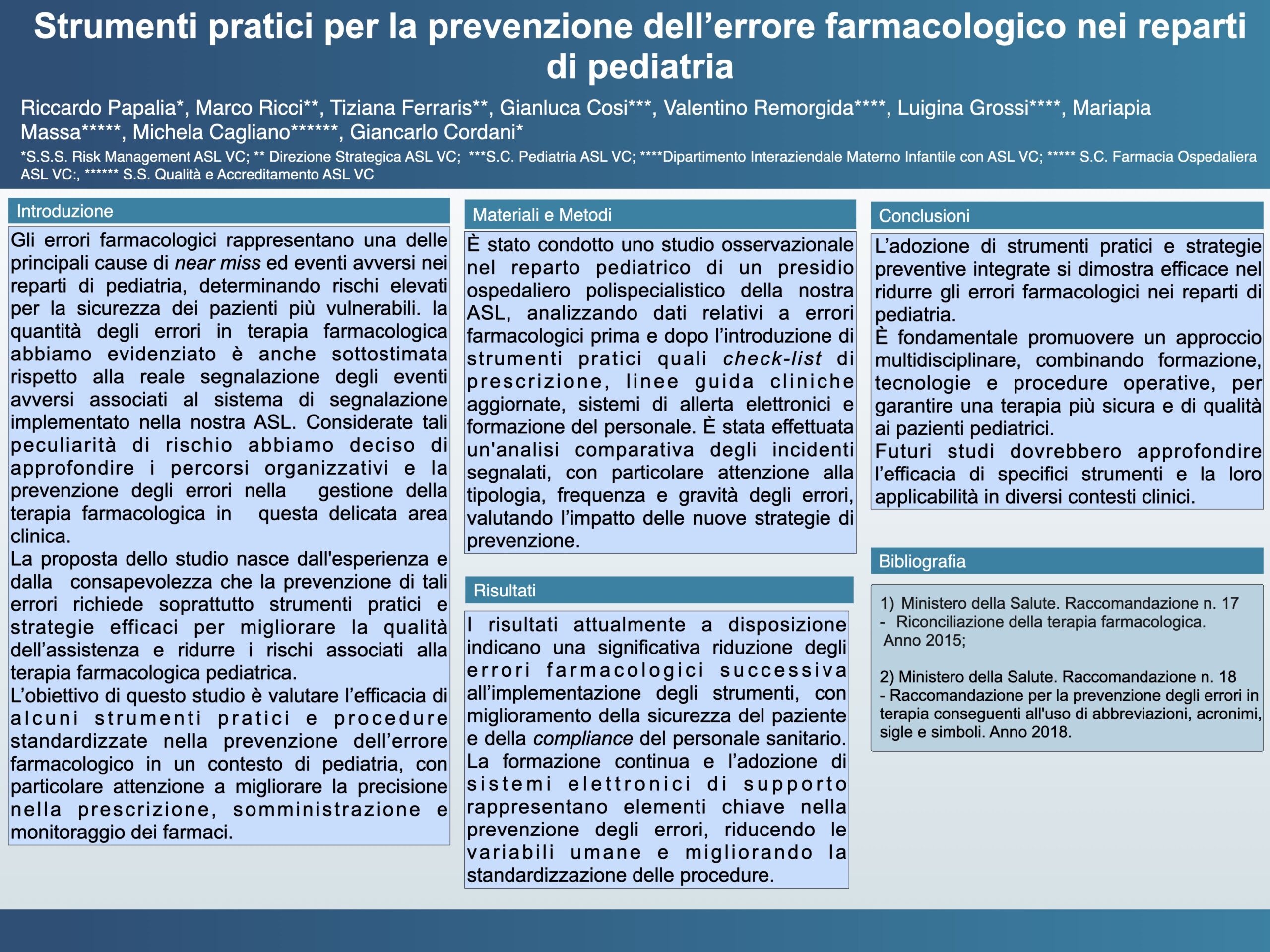 Strumenti pratici per la prevenzione dell’errore farmacologico nei reparti di pediatria